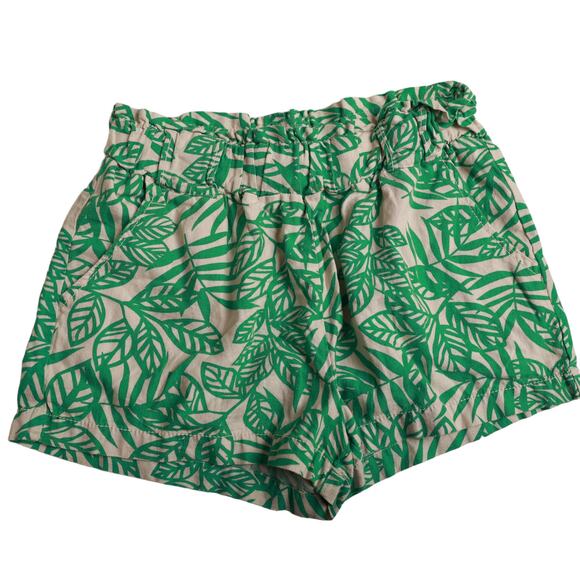 Cali‎ 1850 Shorts Size Medium Green Linen Blend Elastic Waist - Picture 1 of 3